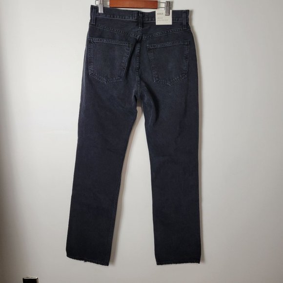AGOLDE Size 27 Lana Mid-Rise Vintage Straight Button-Fly Black Jeans Full-Length - Picture 8 of 13